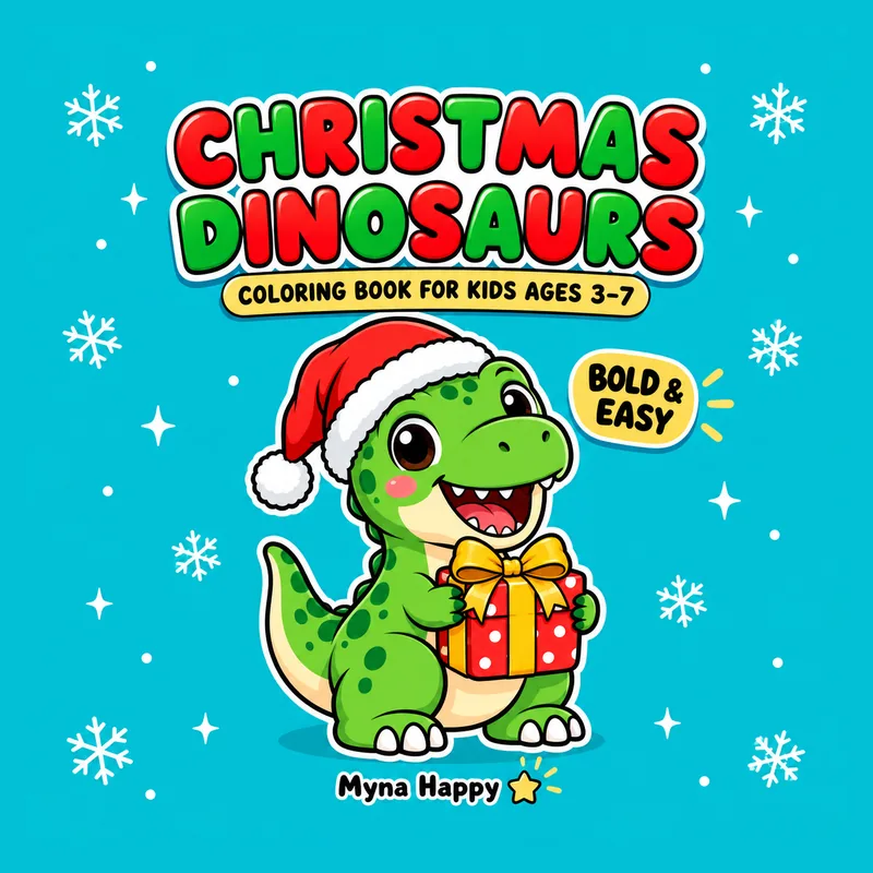Christmas Dinosaurs Coloring Book for Kids Ages 3-7