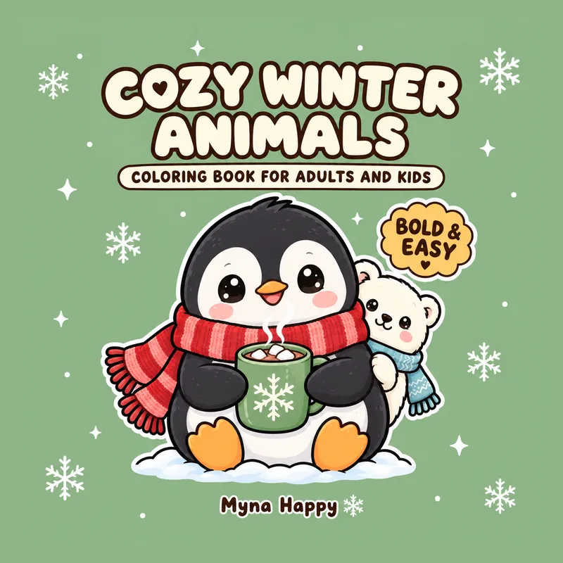 Cozy Winter Animals: Coloring Book for Adults and Kids