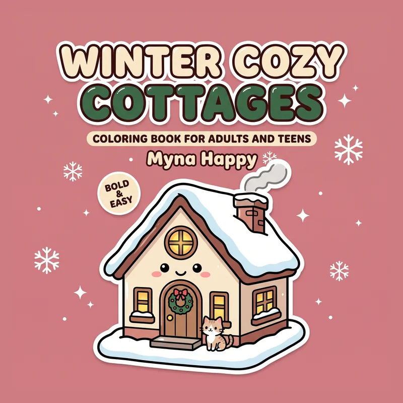 Winter Cozy Cottages: Coloring Book for Adults and Teens